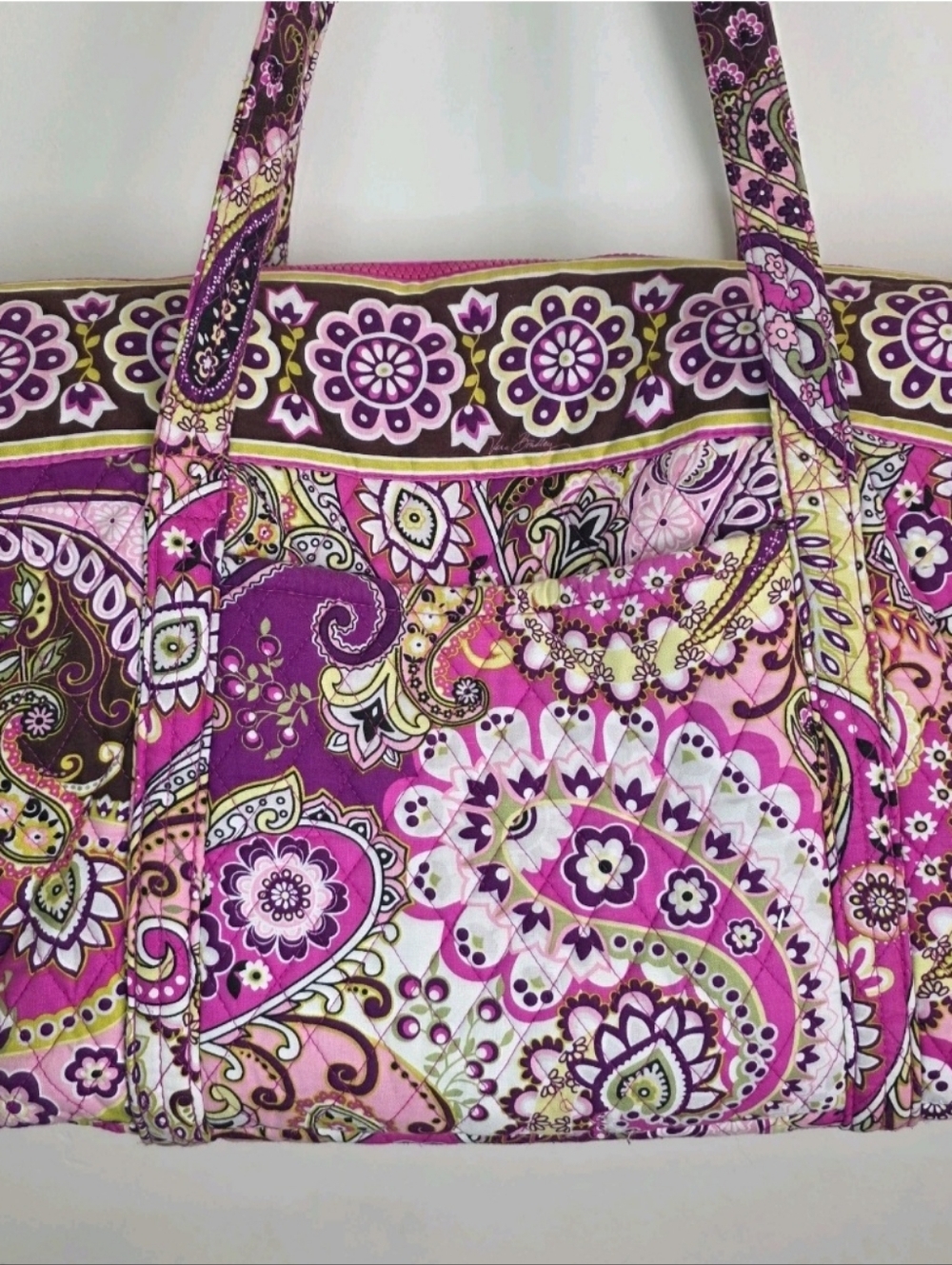 Vera Bradley Quilted Paisley Tote in Pink and Purple
